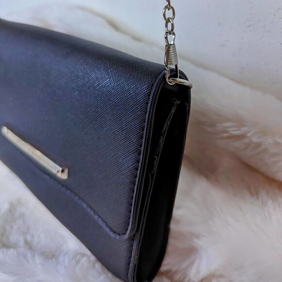 Betsey Johnson Purse Crossbody Clutch Black and Silver Chain